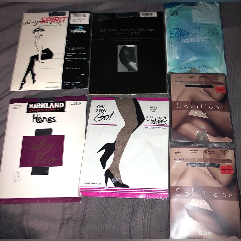 PANTYHOSE Women’s sz L Lot of (7) pkgs NEW sealed, almost vintage!